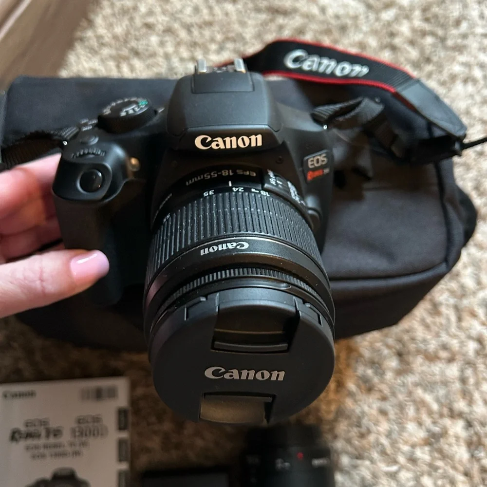 New Canon EOS 1300D Rebel T6 DSLR Camera with Black and Gray Accents
